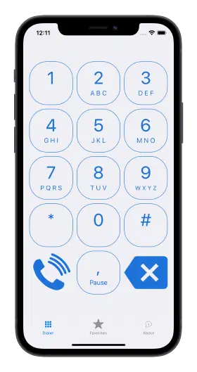 Dialer on an iPhone, showing the keypad.
